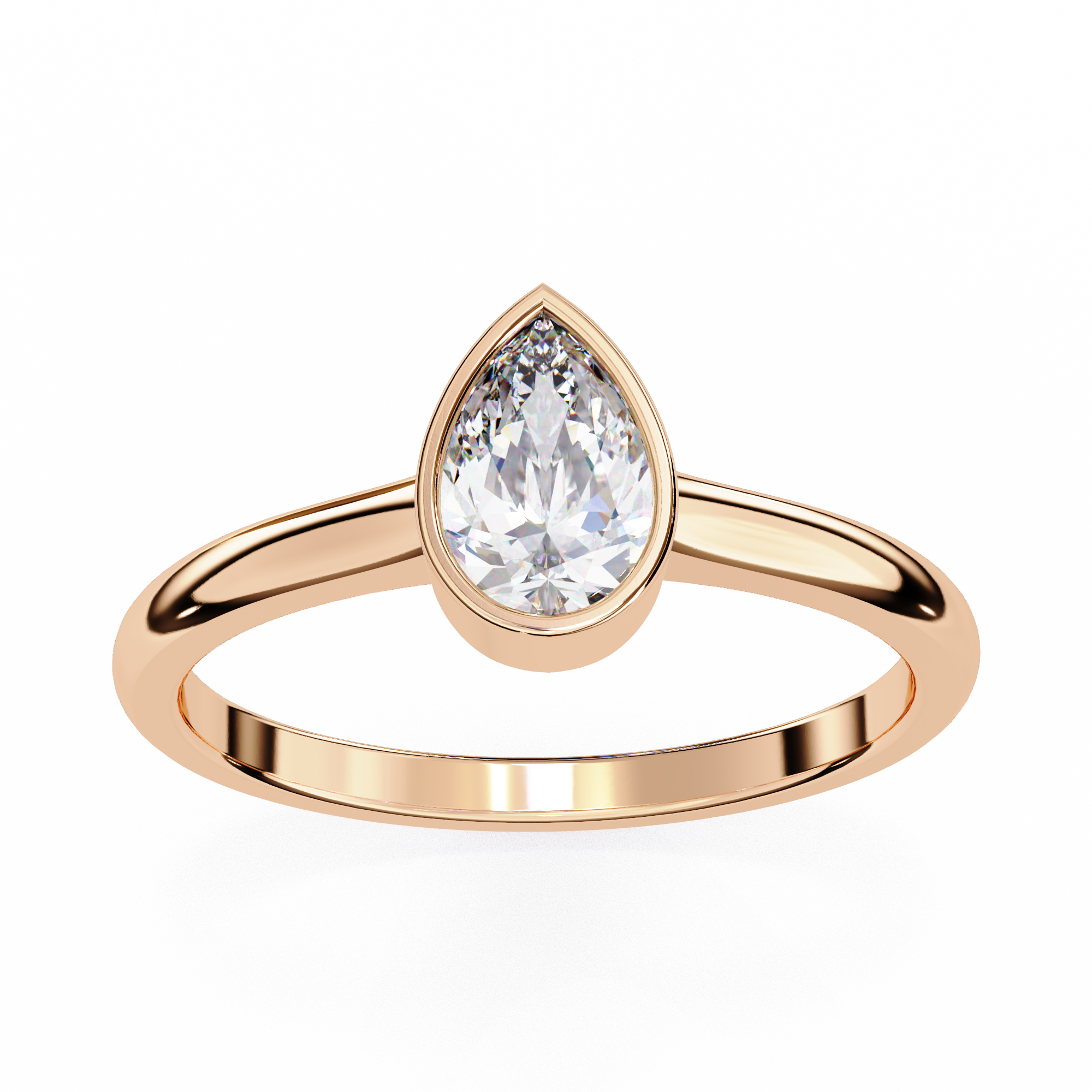 Bezel-Set Pear Solitaire Ring