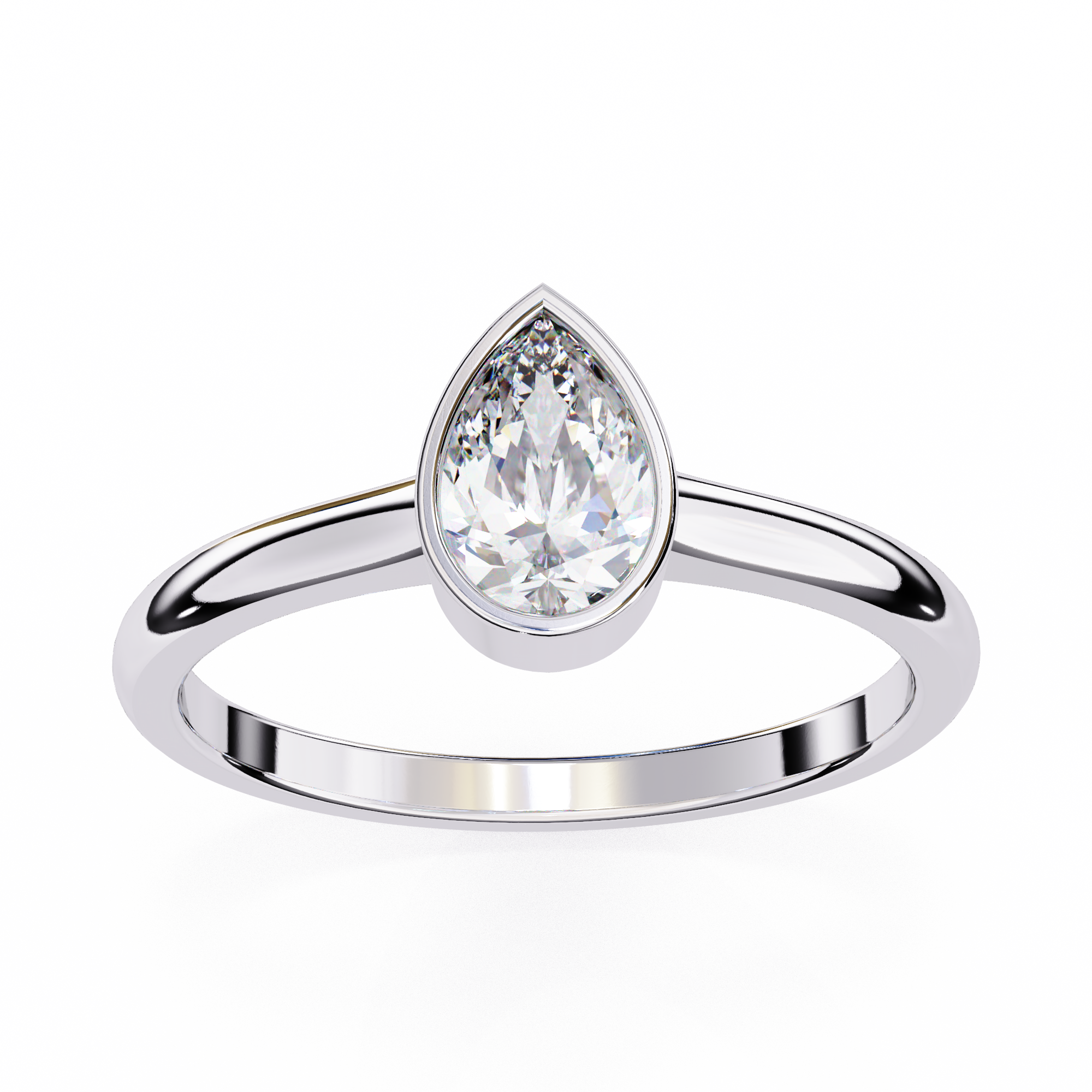 Bezel-Set Pear Solitaire Ring