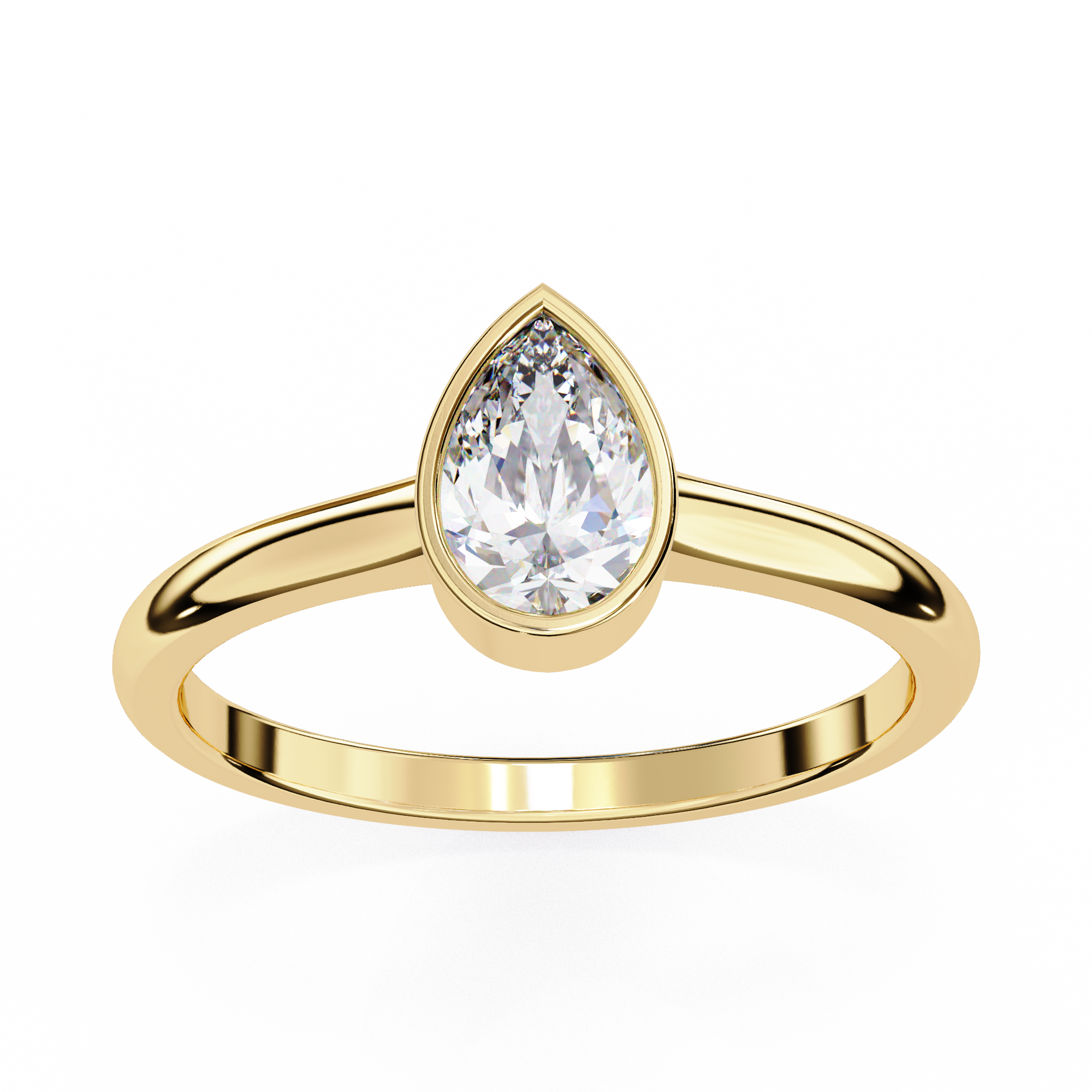 Bezel-Set Pear Solitaire Ring