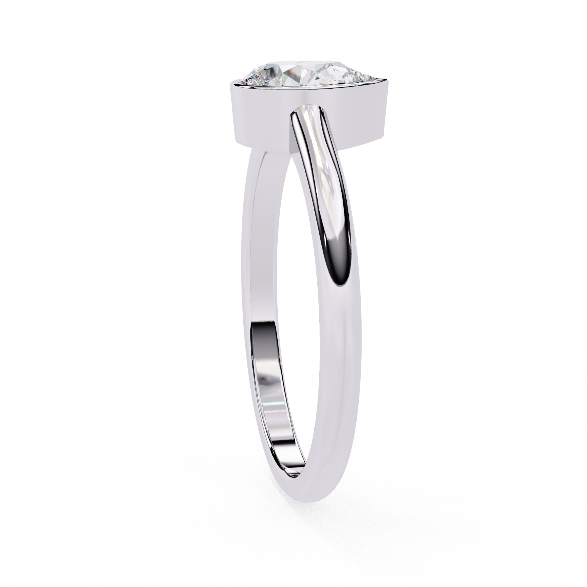 Bezel-Set Pear Solitaire Ring