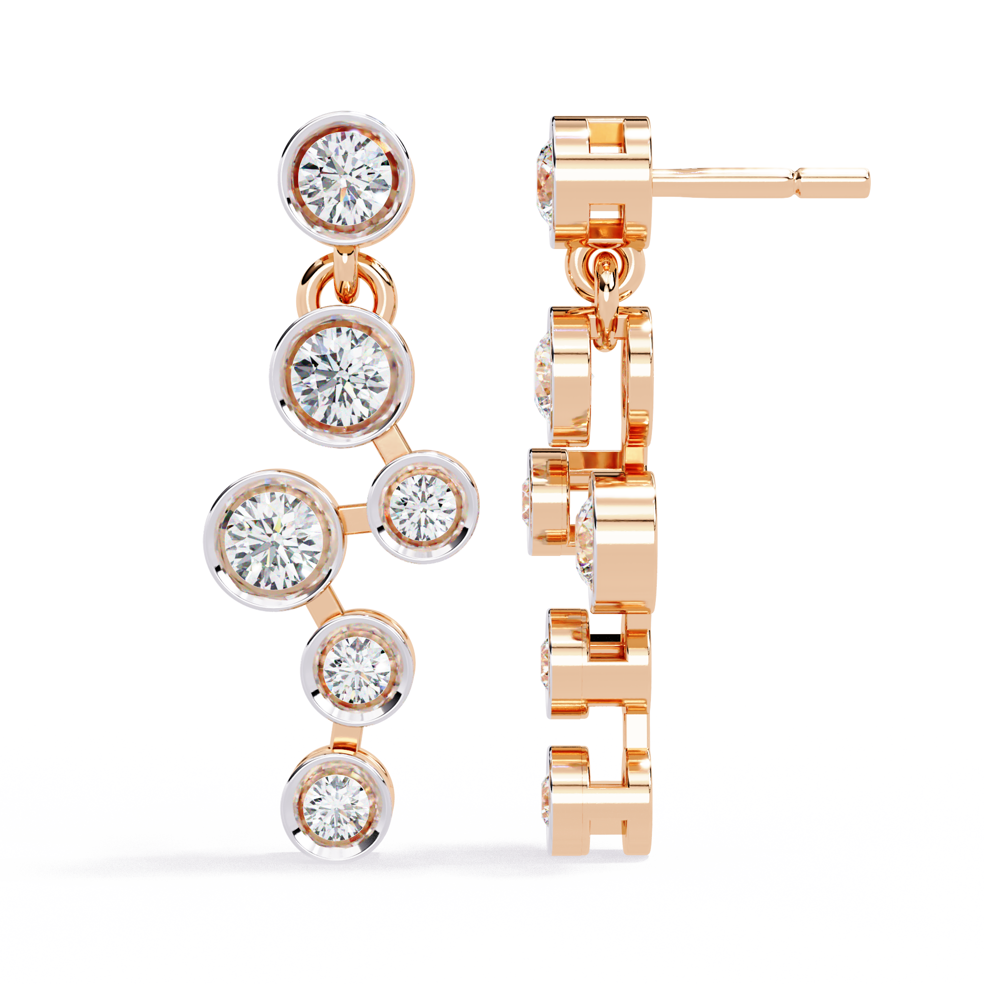 Graduated Bezel Drop Earrings - Amrit Rastogi