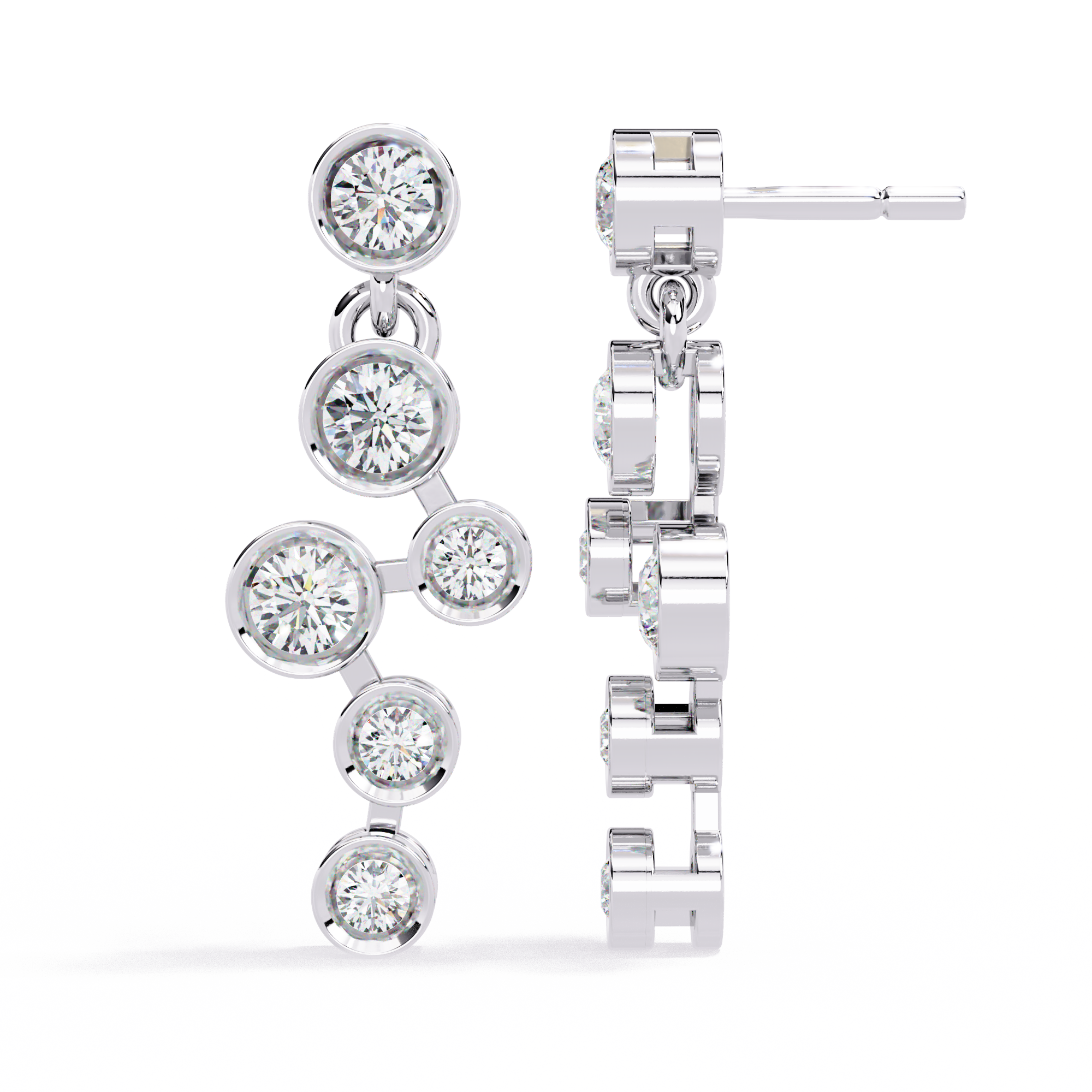 Graduated Bezel Drop Earrings - Amrit Rastogi