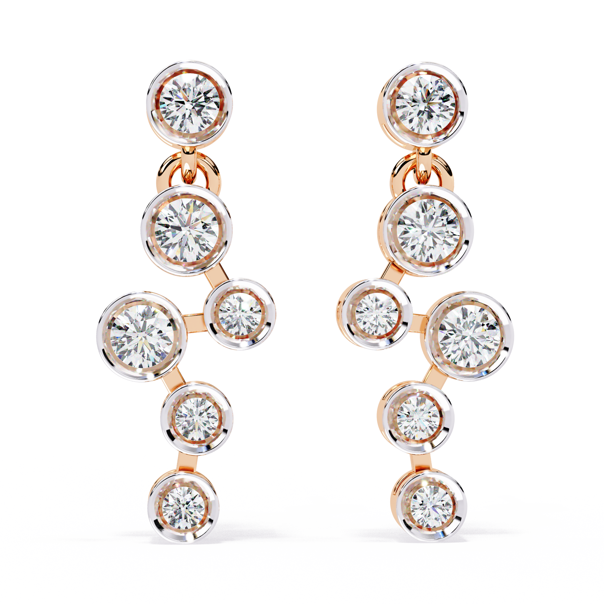 Graduated Bezel Drop Earrings - Amrit Rastogi