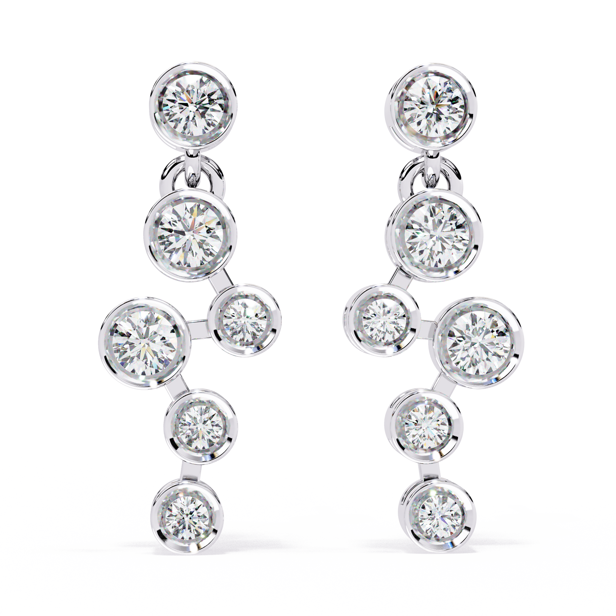 Graduated Bezel Drop Earrings - Amrit Rastogi