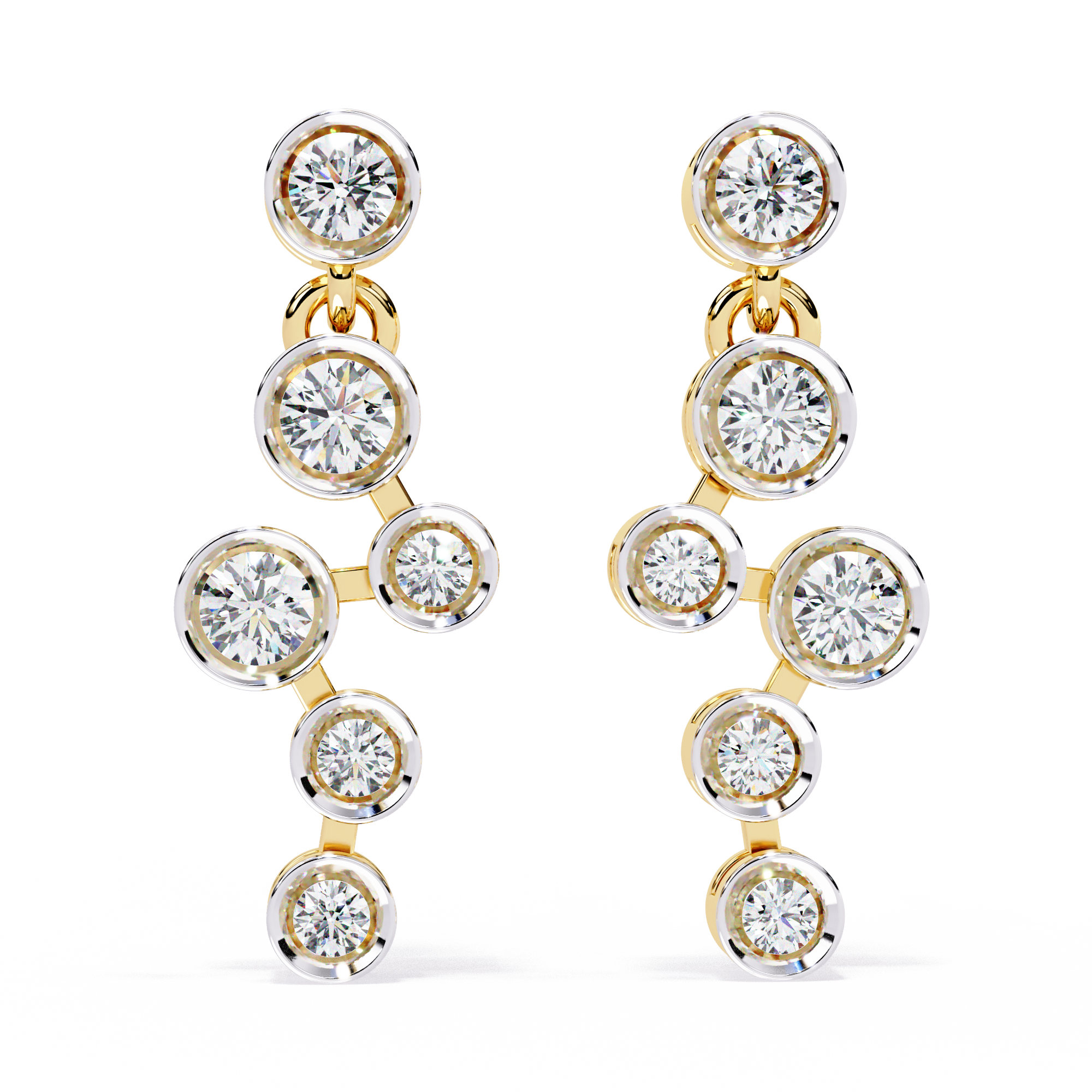 Graduated Bezel Drop Earrings - Amrit Rastogi