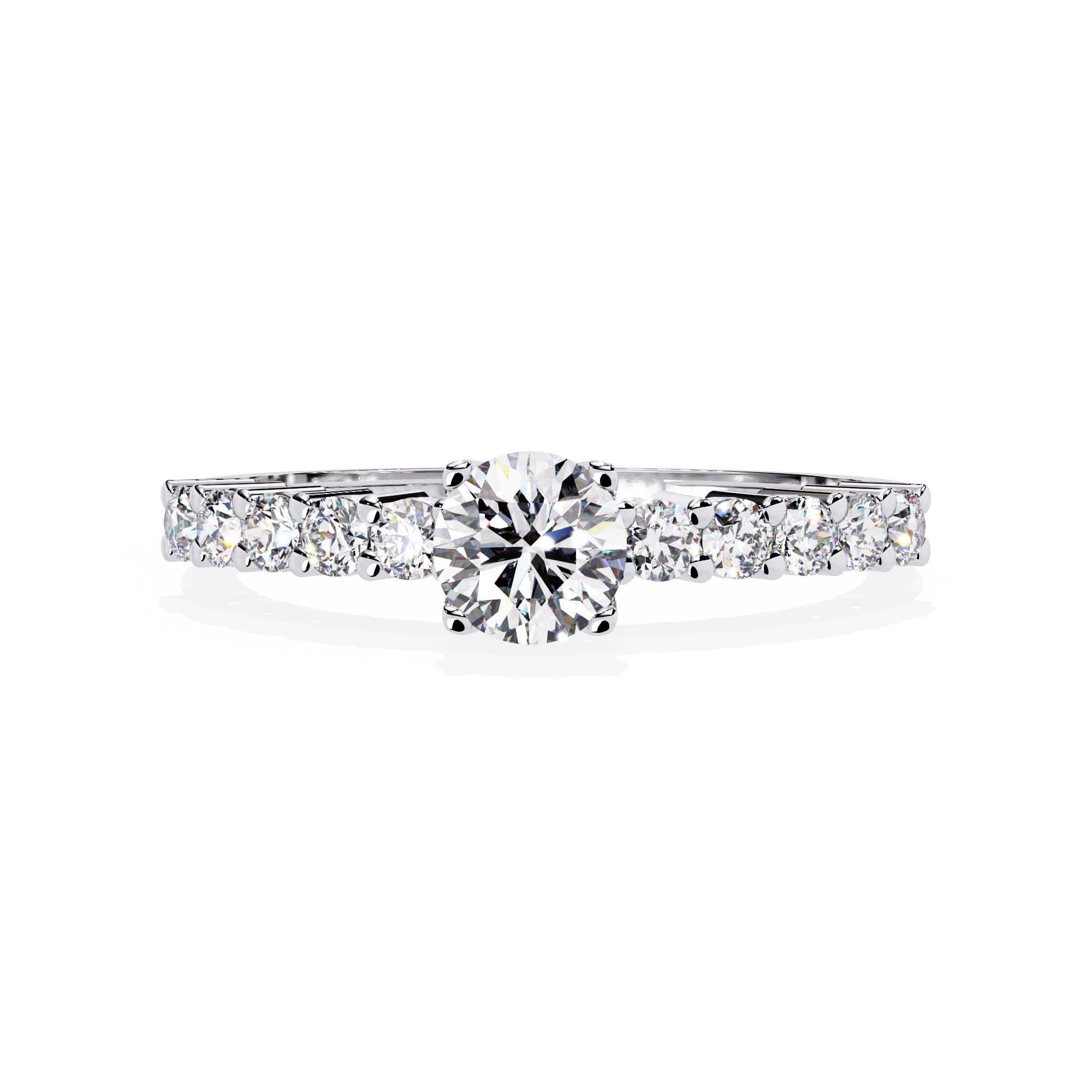 4-Prong Side-Stone Round Ring