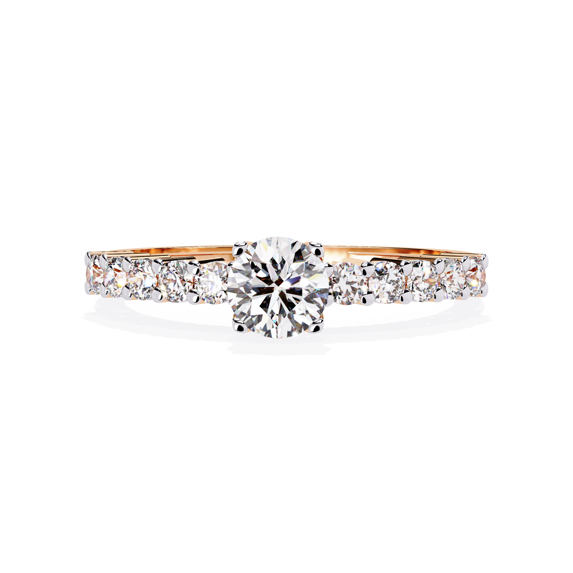 4-Prong Side-Stone Round Ring