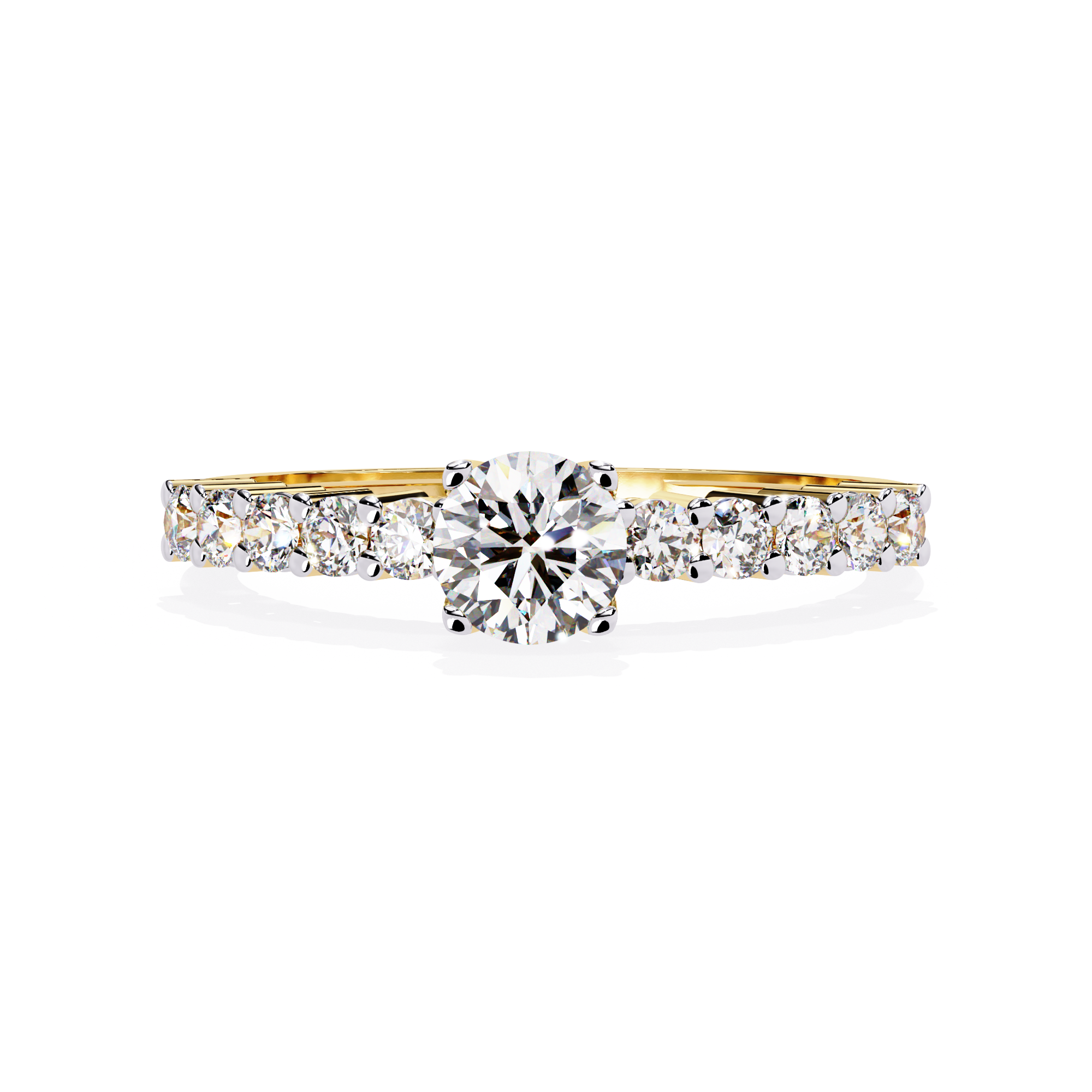 4-Prong Side-Stone Round Ring