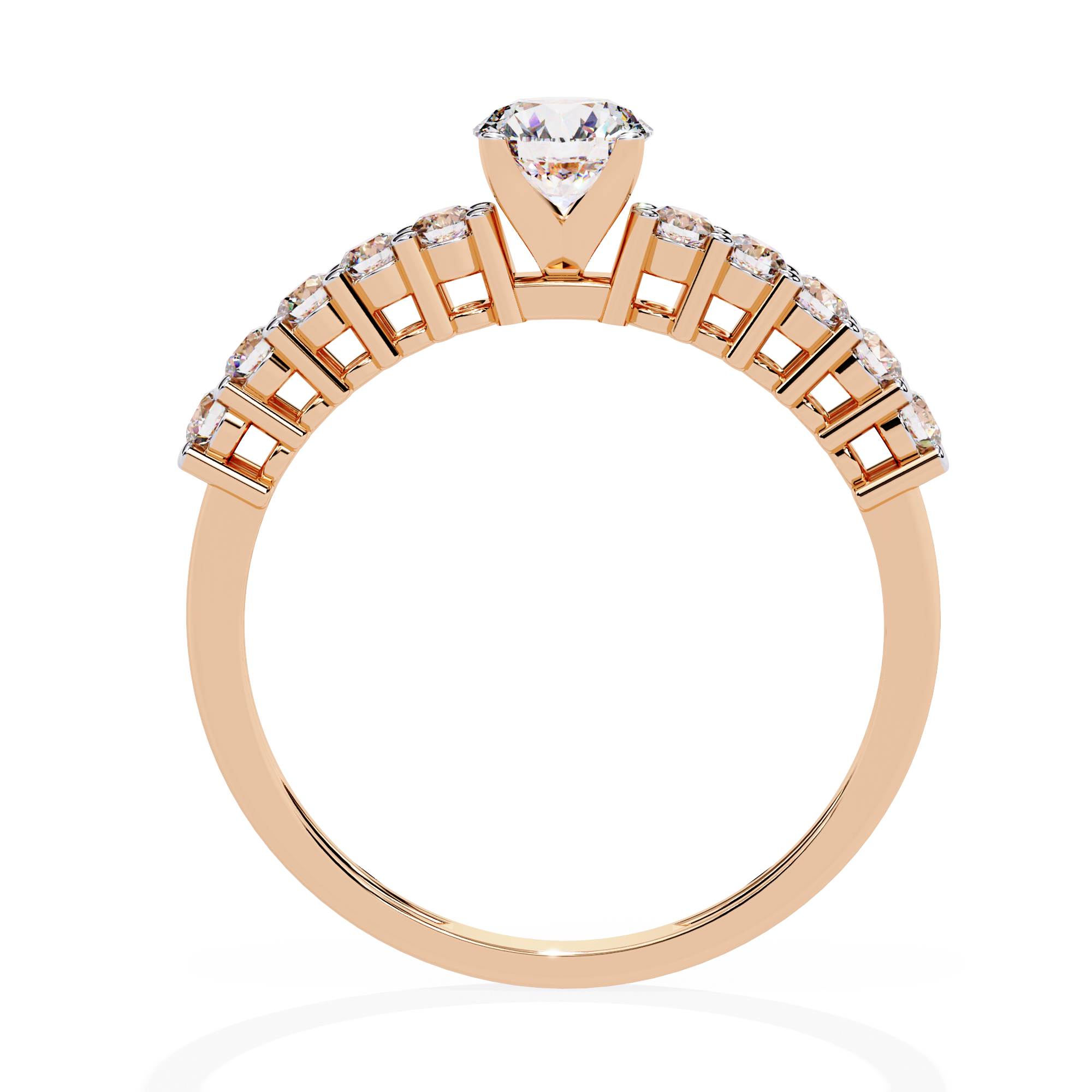 4-Prong Side-Stone Round Ring