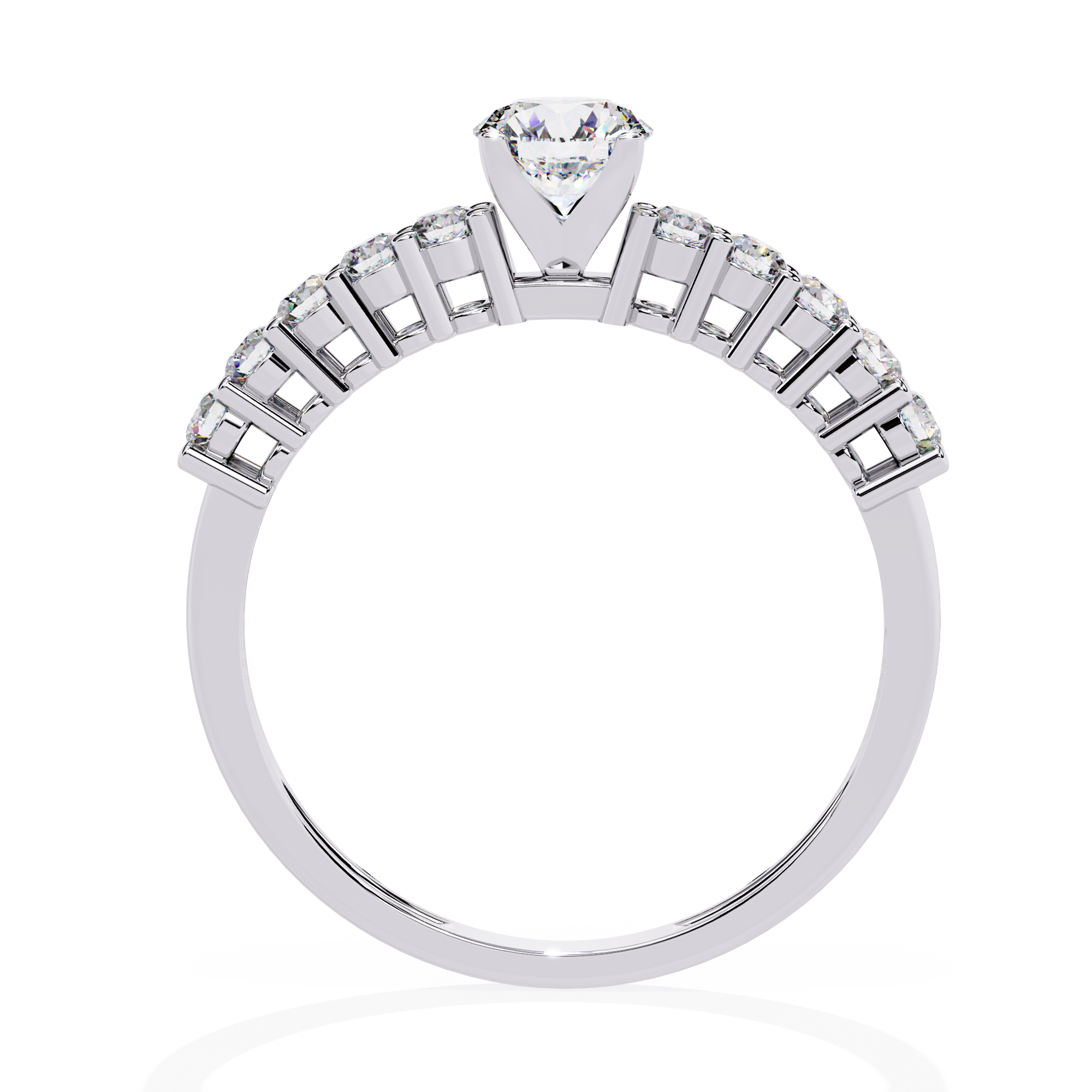 4-Prong Side-Stone Round Ring