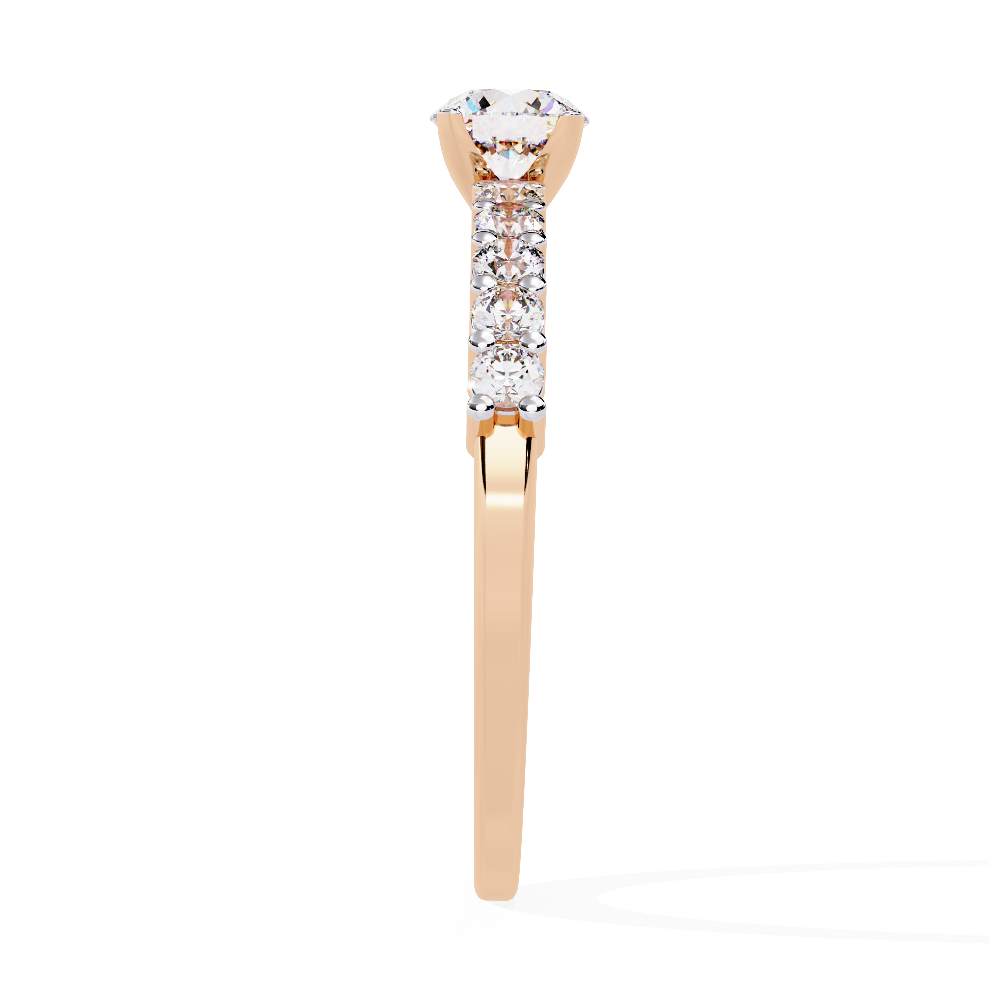 4-Prong Side-Stone Round Ring
